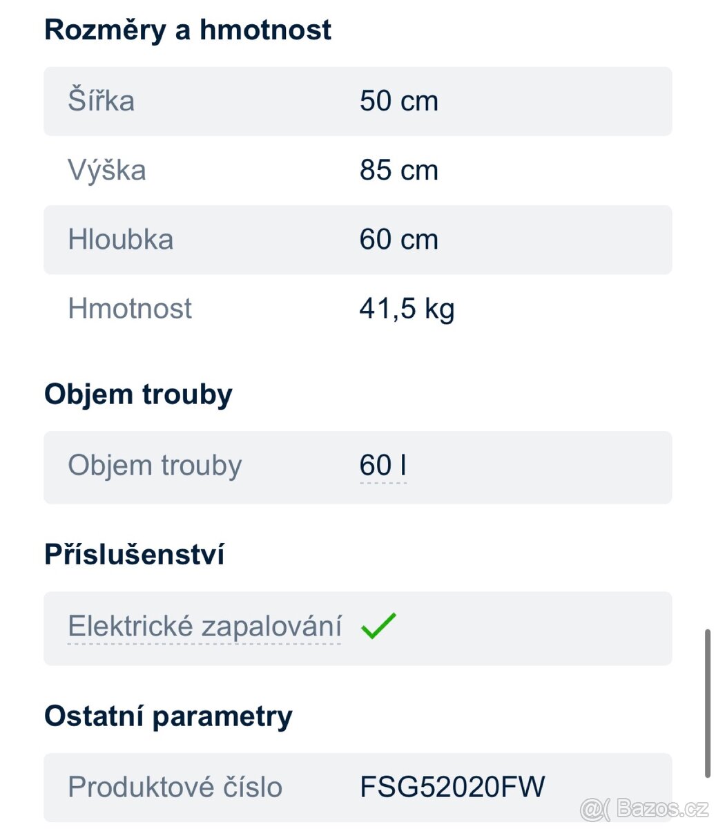 Plynový sporák/trouba Beko - 6