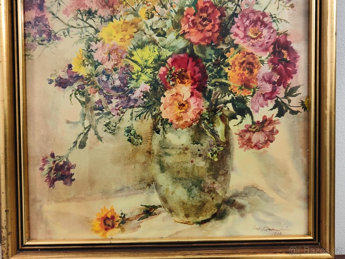 Obraz kytice / starý dobový tisk - 6