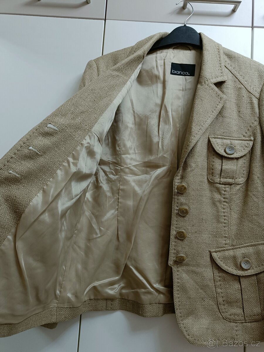 Dámské béžové hedvábné sako, vel. L - 6