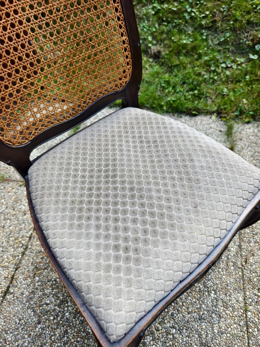 Starožitná židle s výpletem, pérová - 6