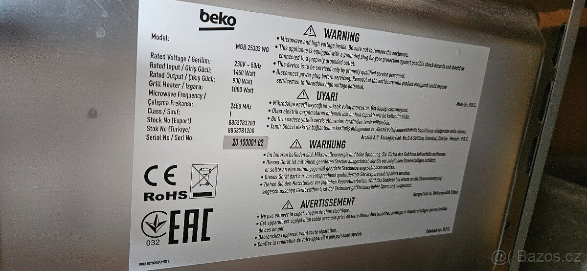 Mikrovlnná vestavná trouba BEKO MGB25333WG - 6