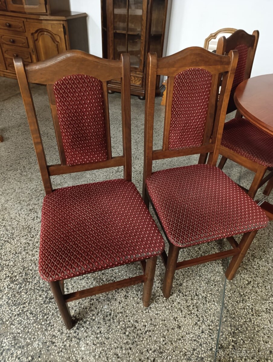 Rustikální jídelní set, stůl, 6 židlí, masív - 6