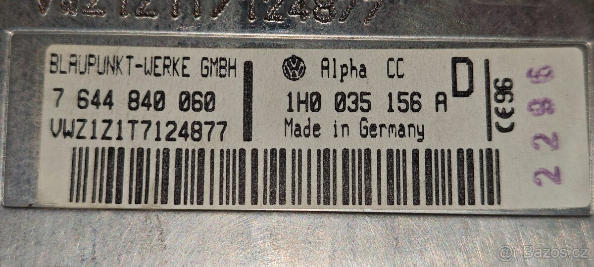 Originální autorádio VW Alpha 4 zelený - 6