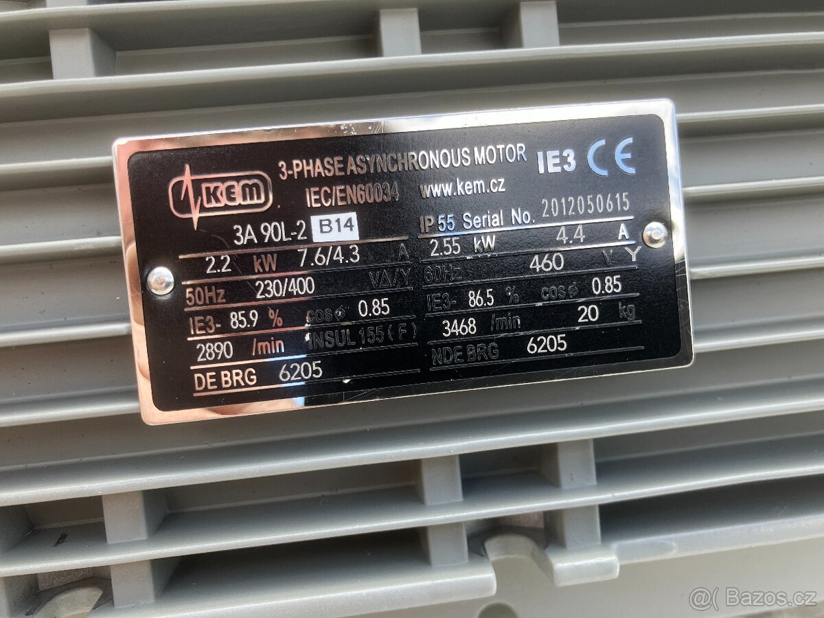 Elektromotor 2,2kw / 2890ot nový - 6