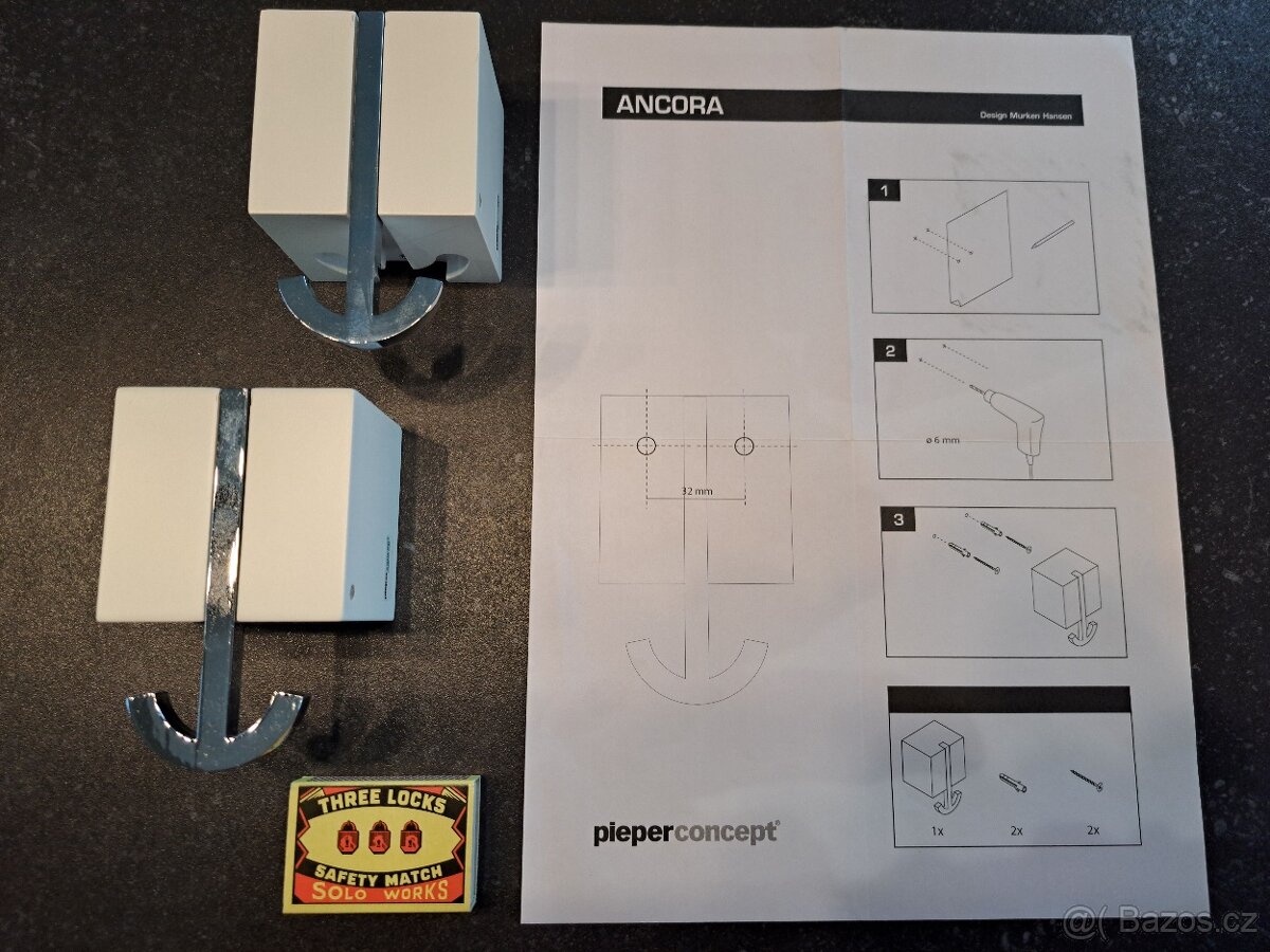 Designové koupelnové háčky ANCORA, 2 ks - levně - 6