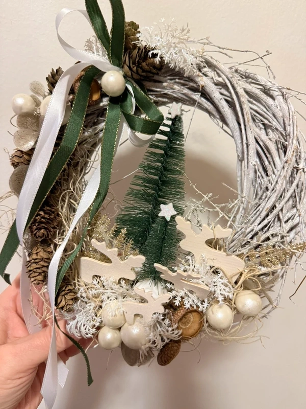 Zimní věnec na dveře-nový ruční práce - 6