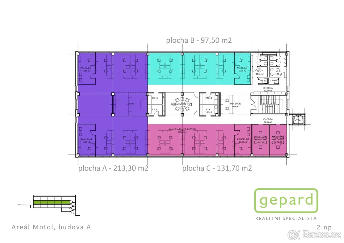 Pronájem kancelářského prostoru, 213 m2, Plzeňská, Praha 5 - 6