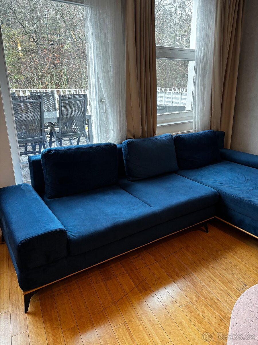 Rohová pohovka Planet z Bonami Semišová, Pravý roh - 6