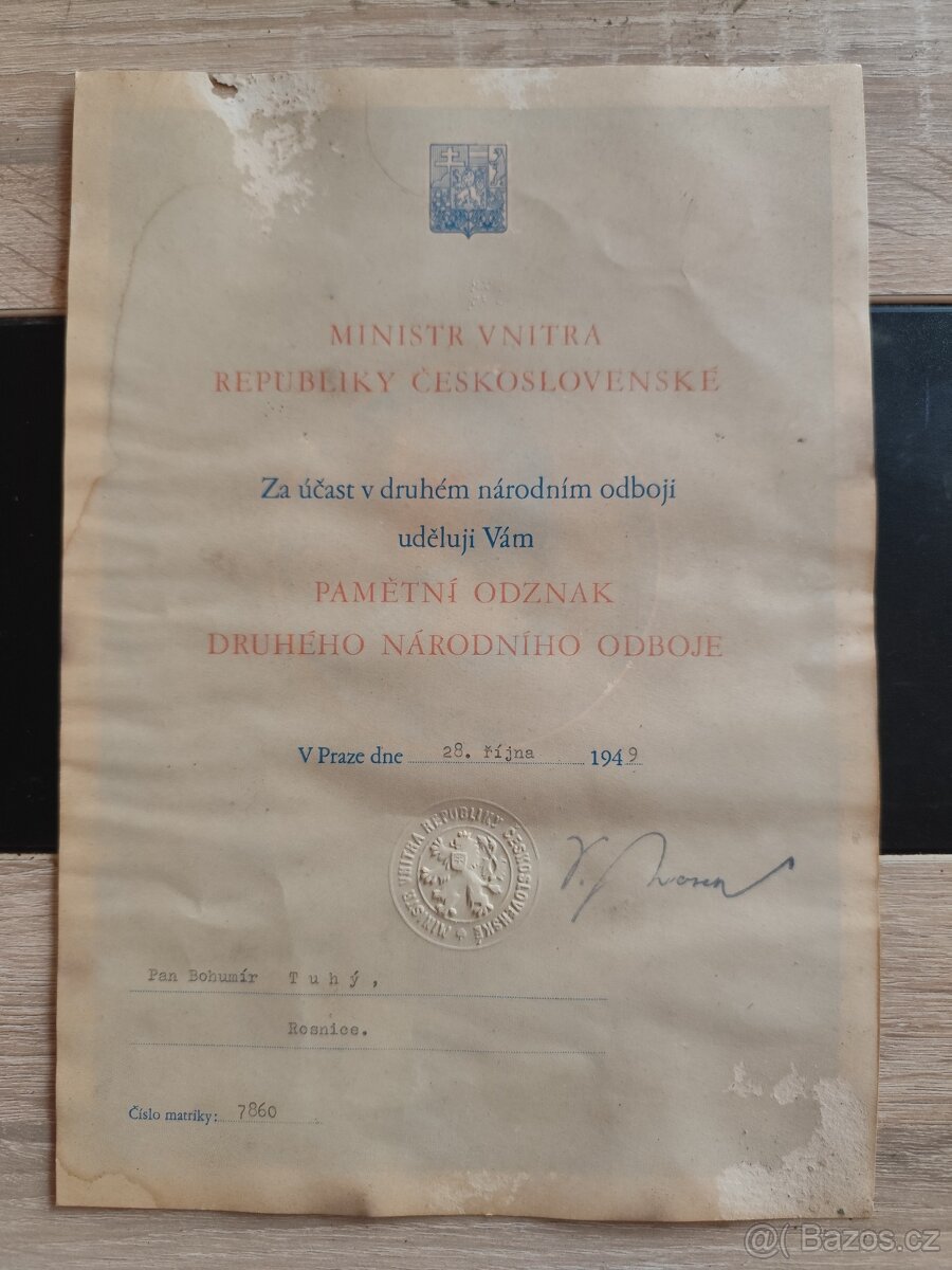 Dekrety které patřili Bohumíru Tuhému - 6