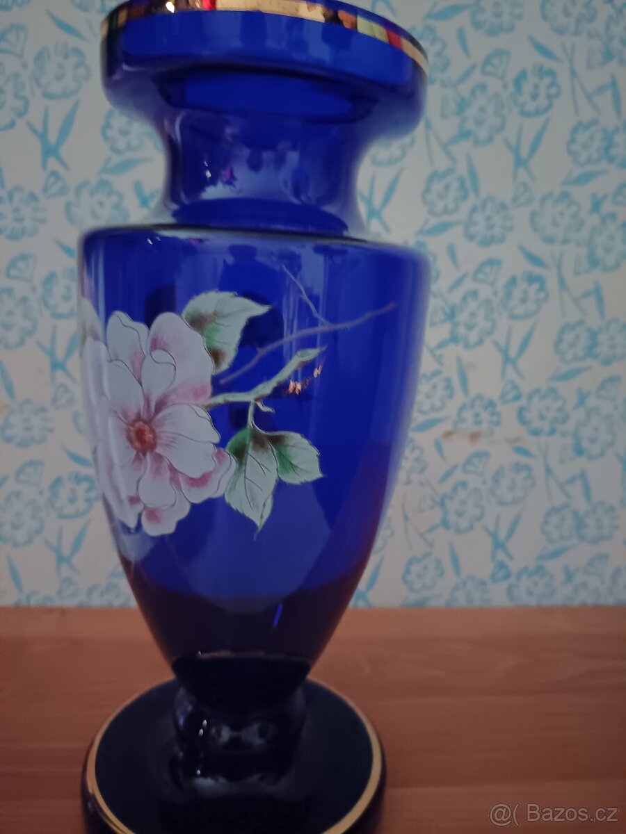 Prodám velkou modrou skleněnou vázu - 6