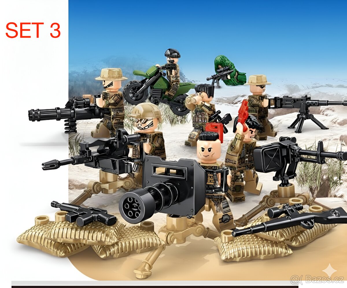Rôzne sety vojakov 7 + doplnky - typ lego - nové - 6