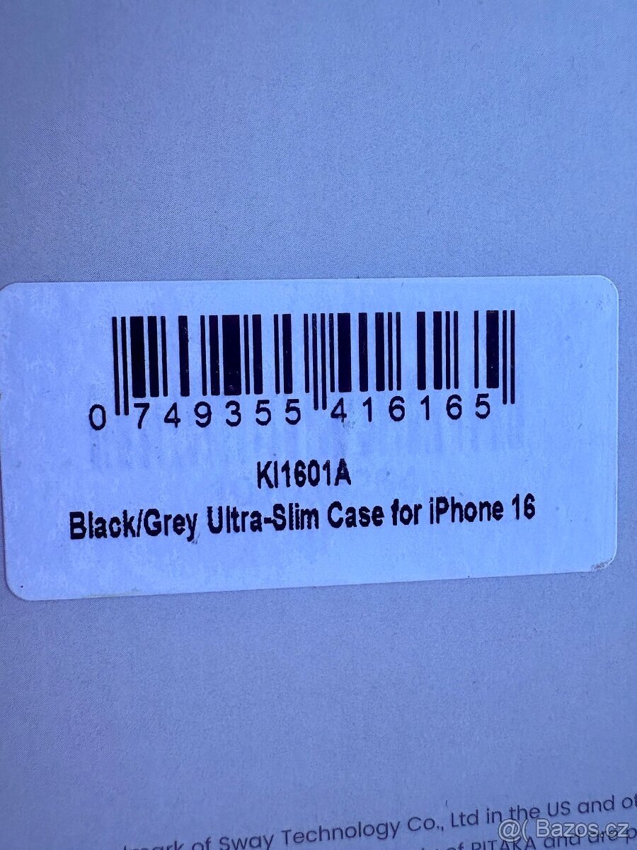 Kryt Pitaka Ultra-Slim Case Black/Grey Twill Apple iPhone 16 - 6