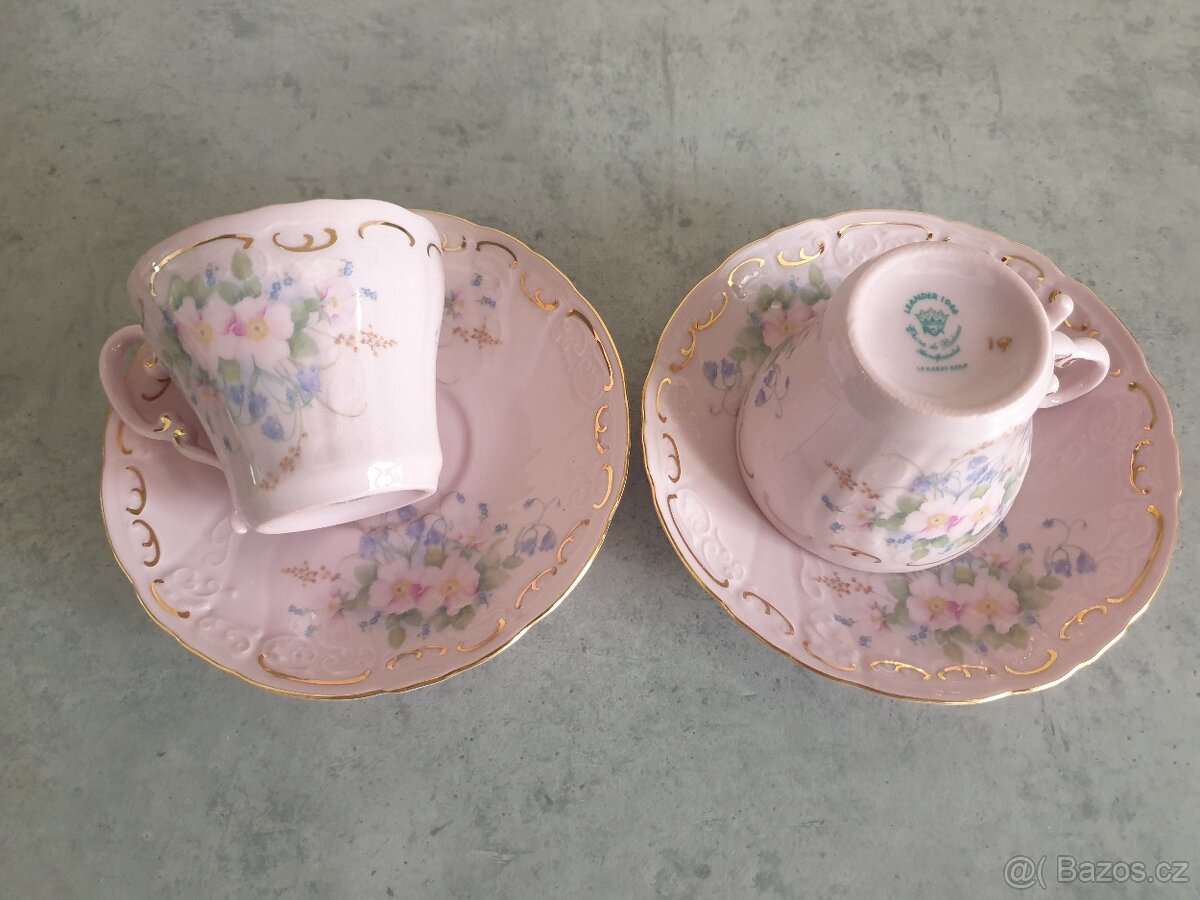 2x hrneček s podšálkem 14ti karátové zlato - 6