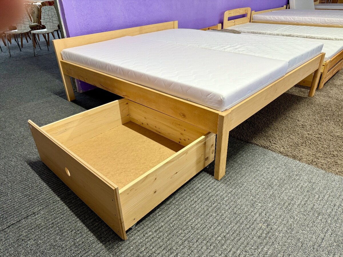 Manželská postel - zvýšená - masiv buk 180x200 - 6