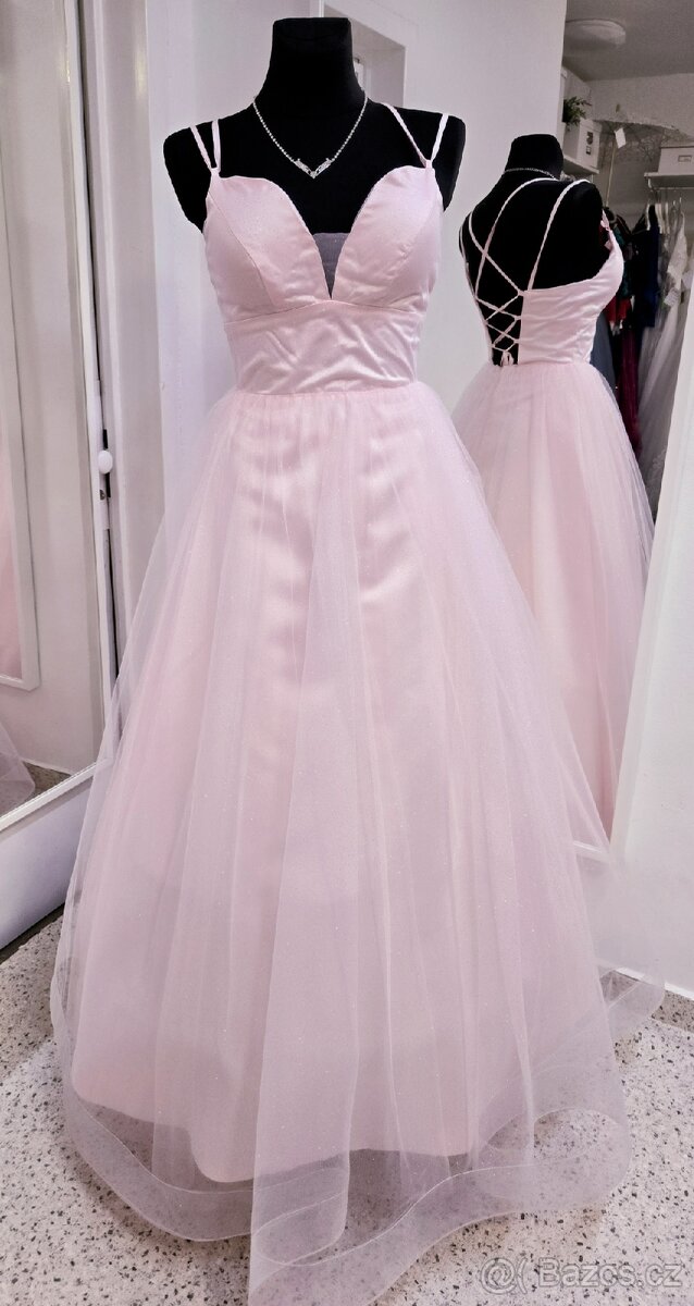 NOVÉ plesové šaty TŘPYTIVÉ MODRÉ - 6