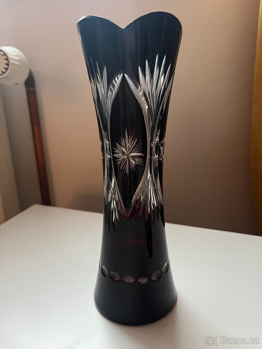 Starožitná krásná váza - rubínové sklo. - 6