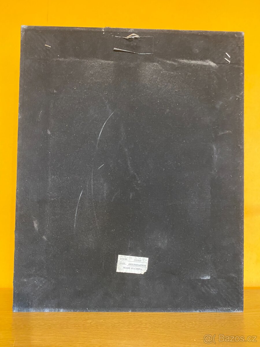 Masivní dřevěný obraz s kovovým listem - 6