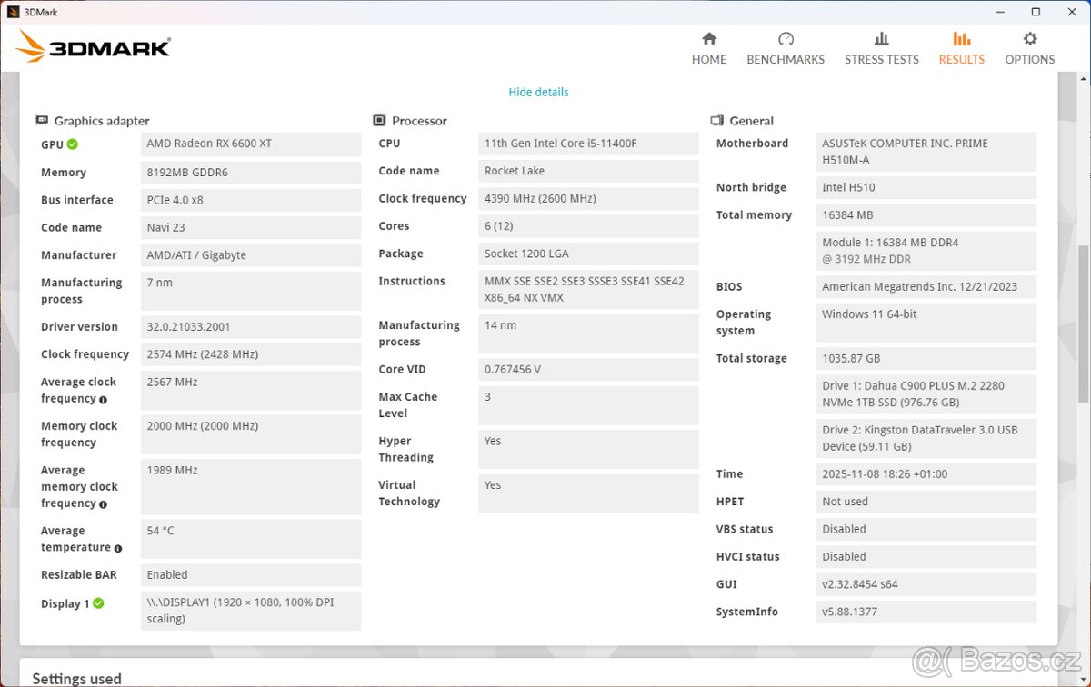 Herní PC / I5 11400f / RX 6600XT 8GB / DDR4 16GB 3200MHz - 6