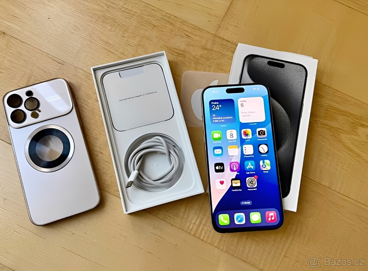 iPhone 15 Pro White Titanium BATERIE 100% TOP - 6