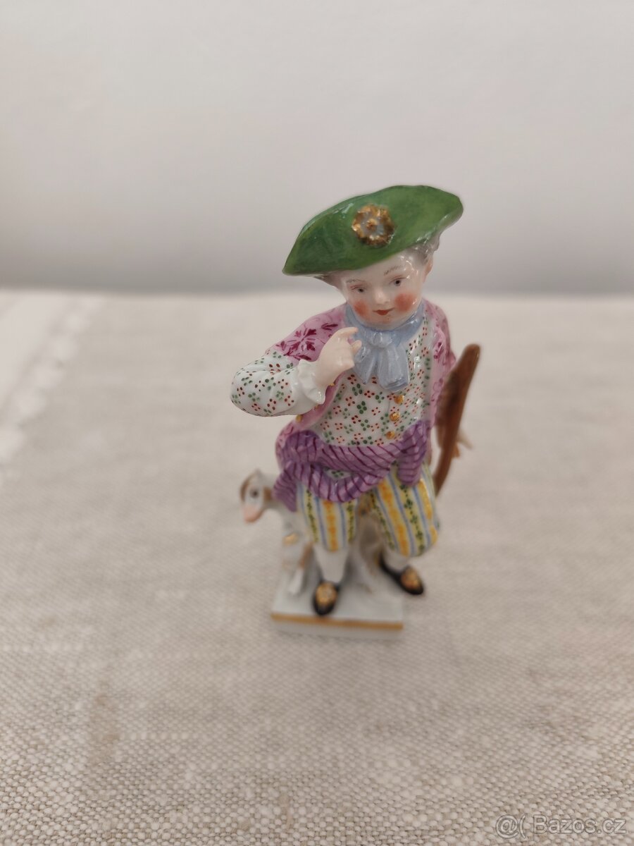 Meissen míšeň chlapec s palicou porcelánová soška - 6