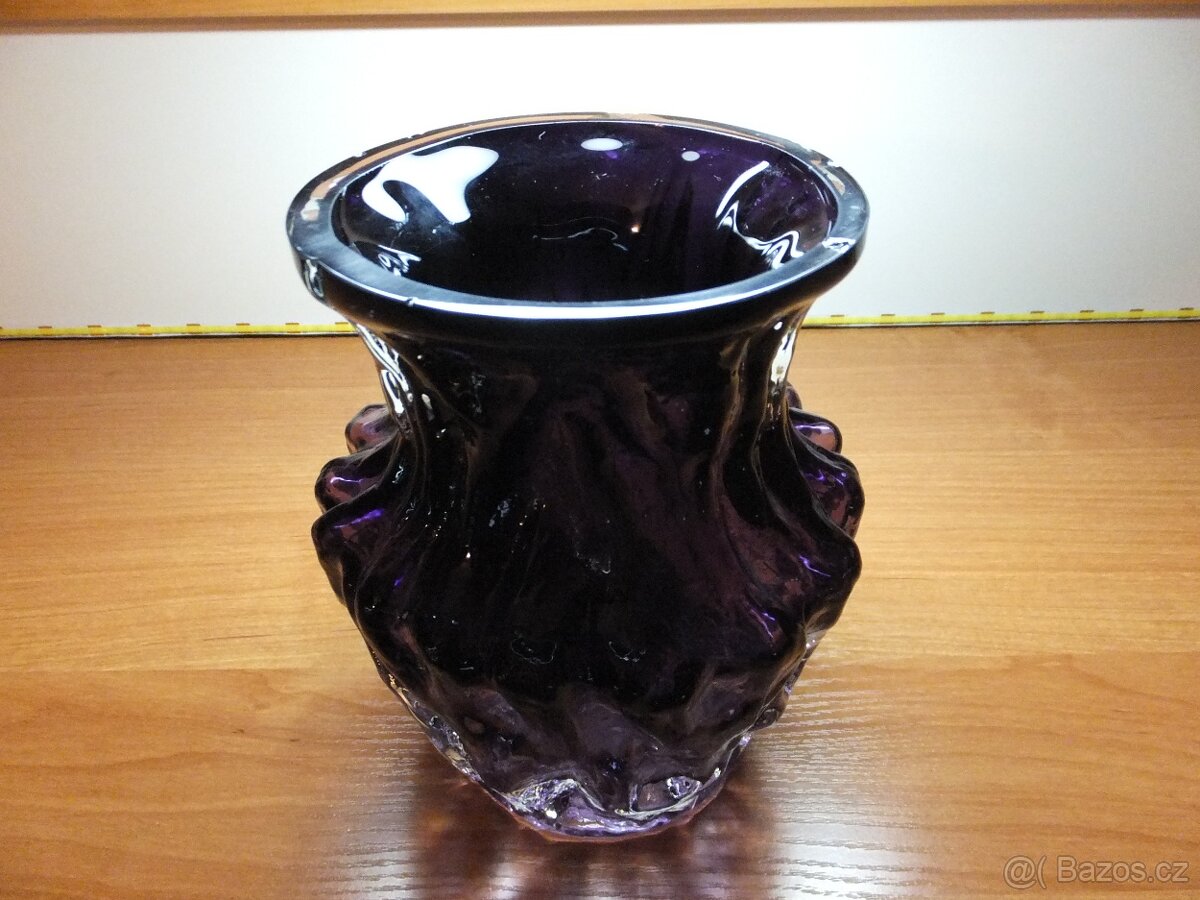 Kurt Wokan, masivní váza ametyst, INGRID 1960-70, Rakousko. - 6