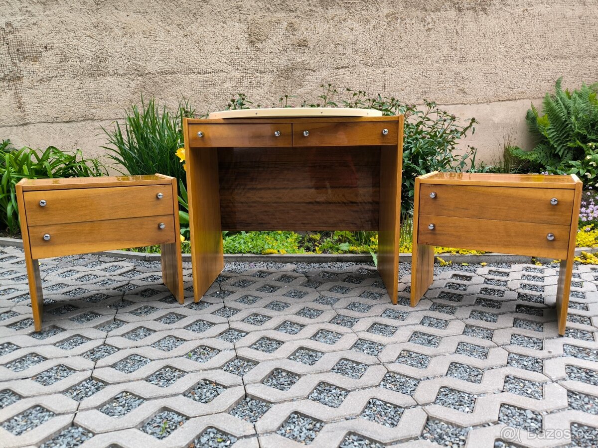 Retro set Femina - noční stolky, toaletka, zrcadlo - 6