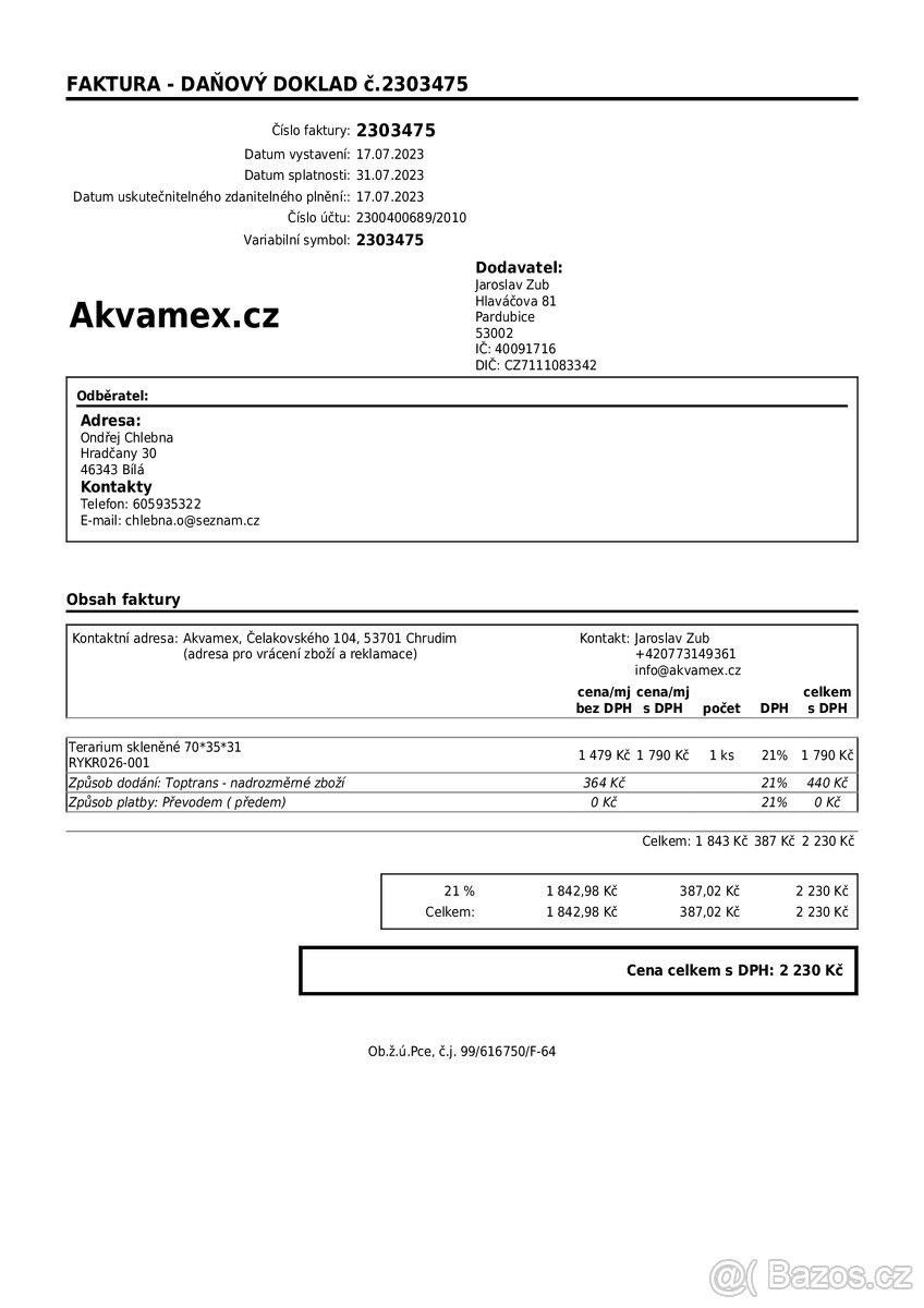 Terarium 70x35x31 Akvamex - 6