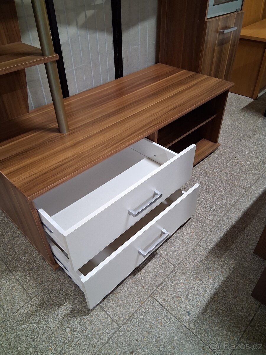 TV stěna ořech s bílou - 6