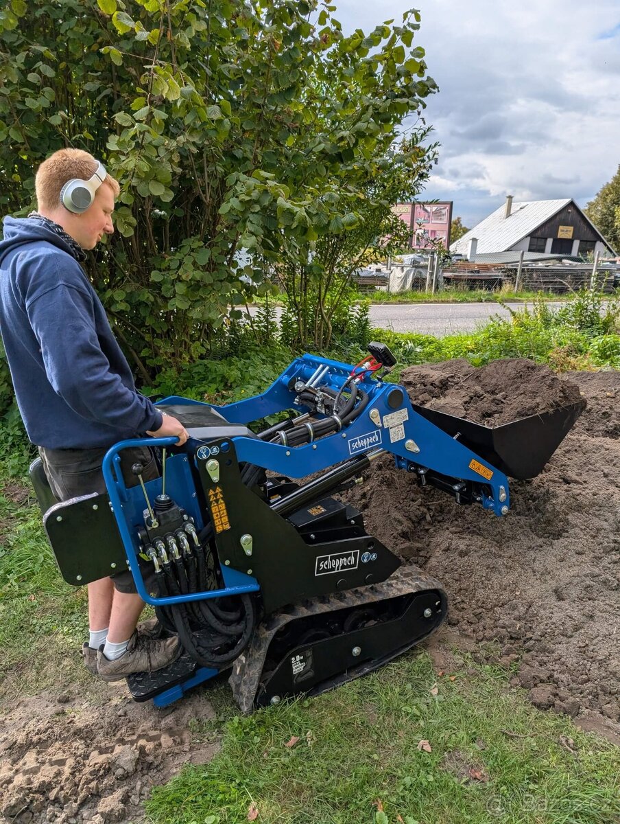 Pásový mini nakladač Scheppach MKL730 lopata+ paletové vidle - 6