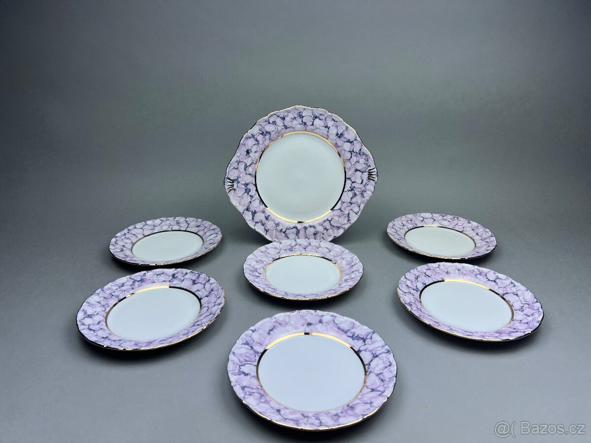 Koláčová souprava porcelánová, český porcelán, Listr - 6