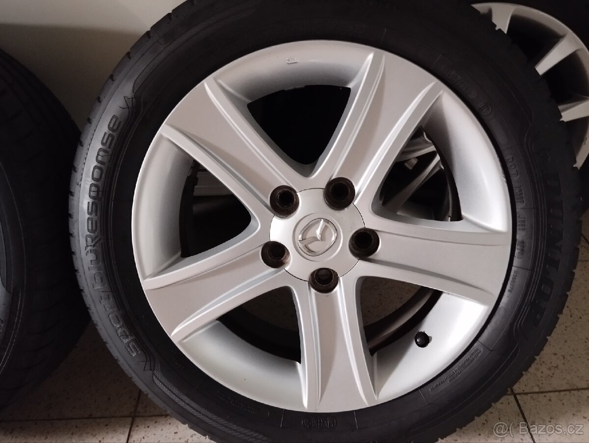 ALU 5x114,3 r16x7j ET 55, 205/55/16 zánovní Dunlop 7,5mm - 6