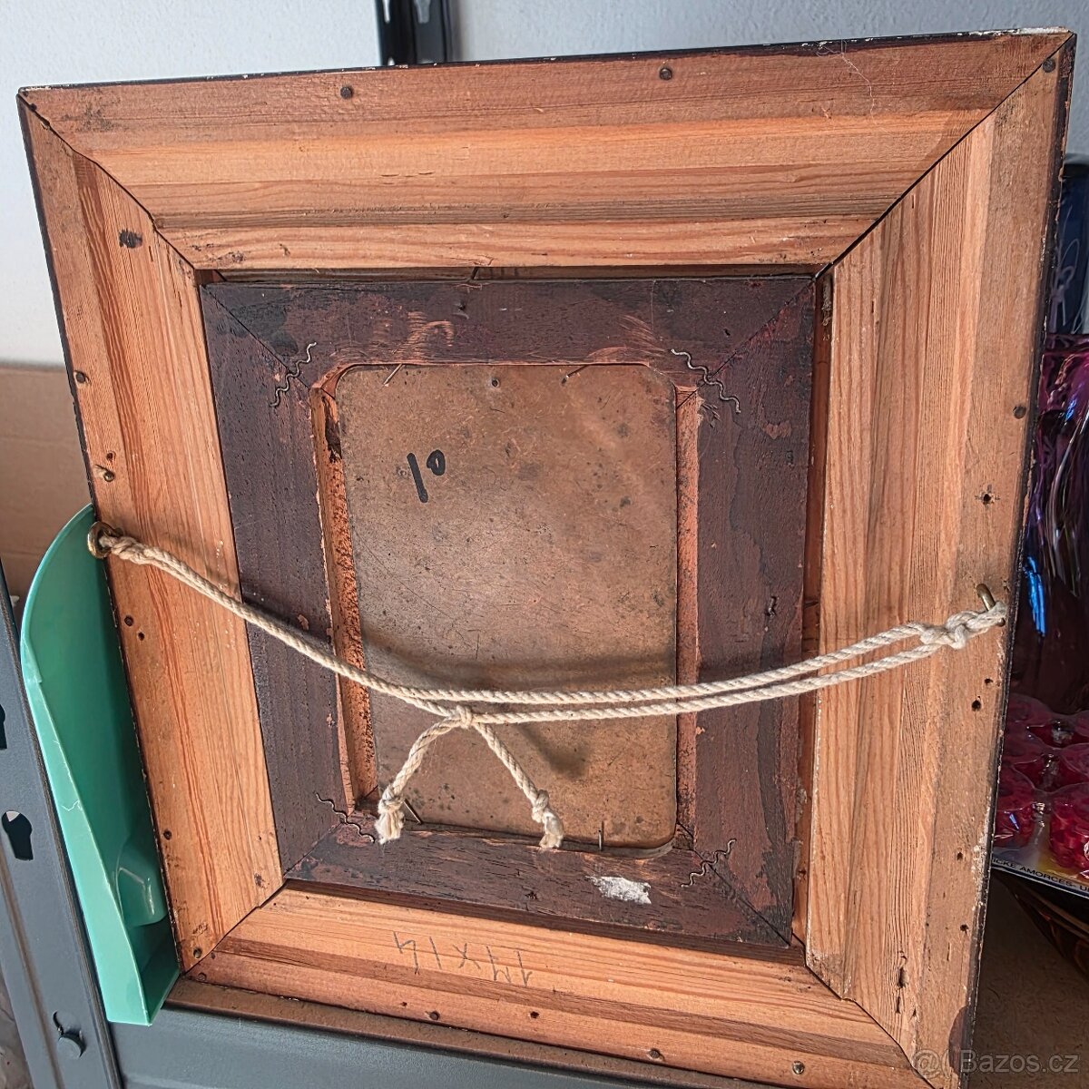 Krásný starý bidermaier obrázek na plechu - 6