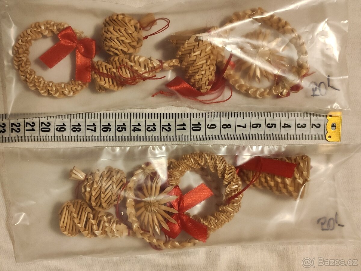 vánoční ozdoby slaměné balíček 5 ks 50,- Kč - 6
