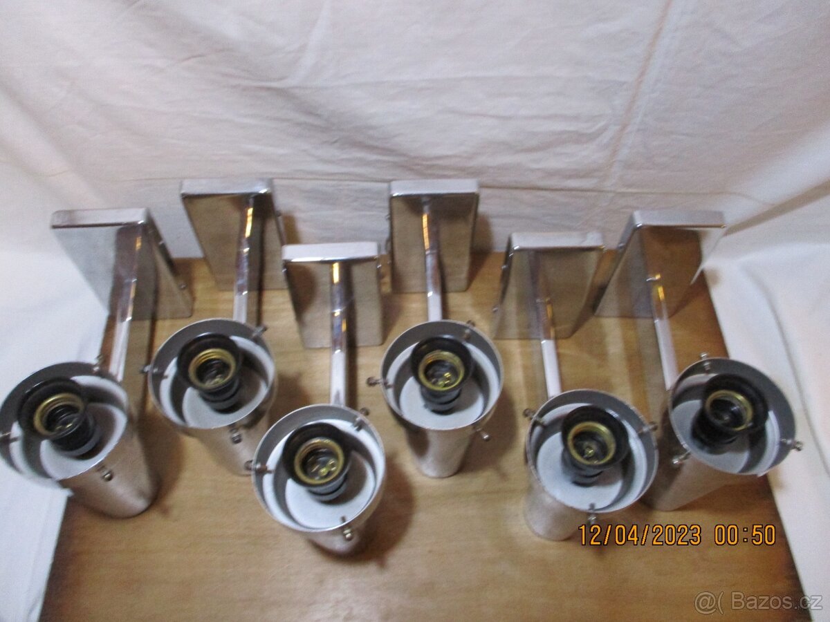 Lampy funkcionalismus, chrom, na stěnu, 5 kusů, funkční, - 6