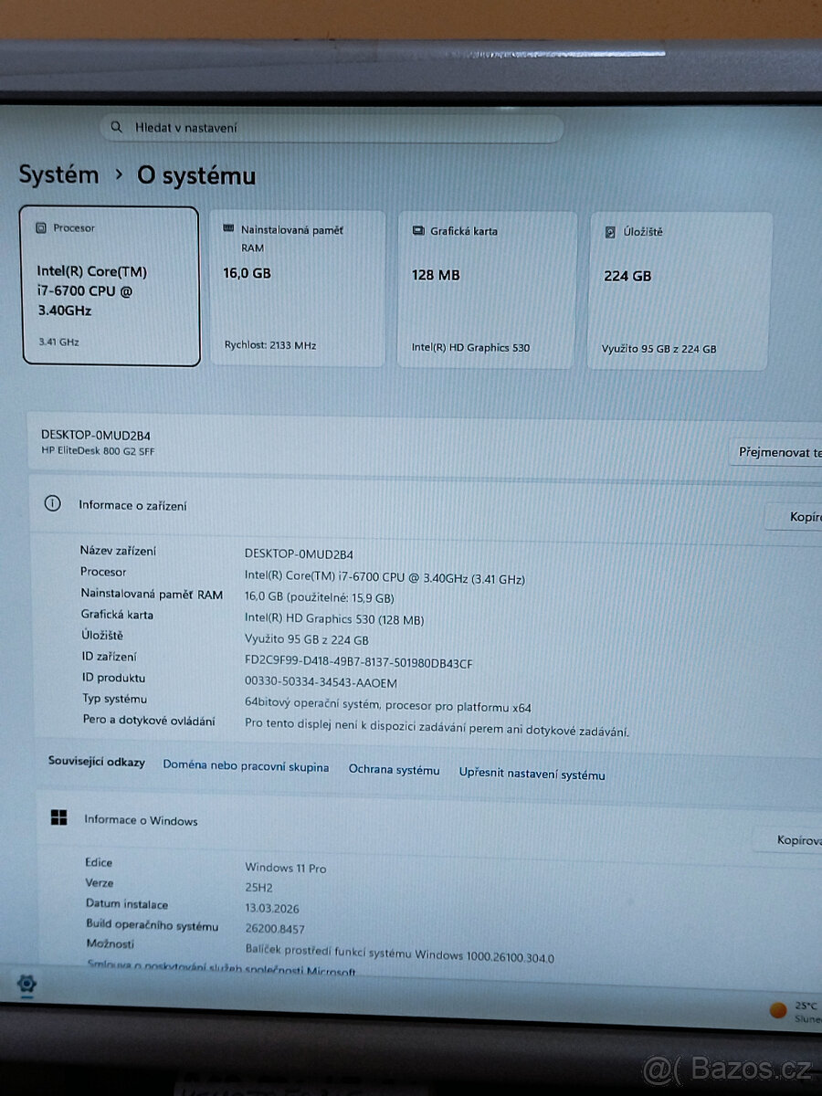 HP EliteDesk 800 G2 SFF, i7, 8 GB, 240 GB, Wind.11 - 6