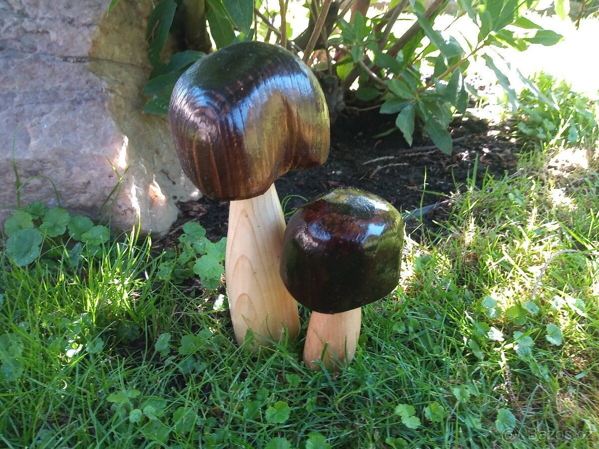 Dřevěné HOUBY dekorace na zahradu, masiv, EKO nátěre - 6