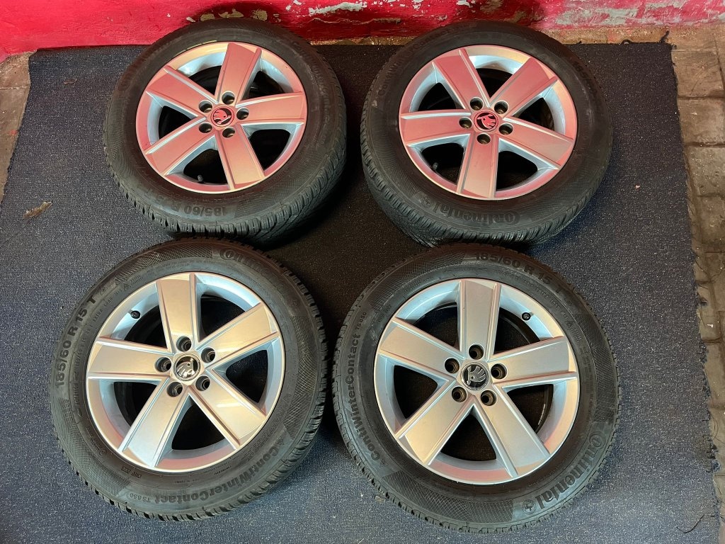 ALU disky 5x100 R15 Škoda 6Jx15H2 ET 38 se zimními pneu 185/ - 6