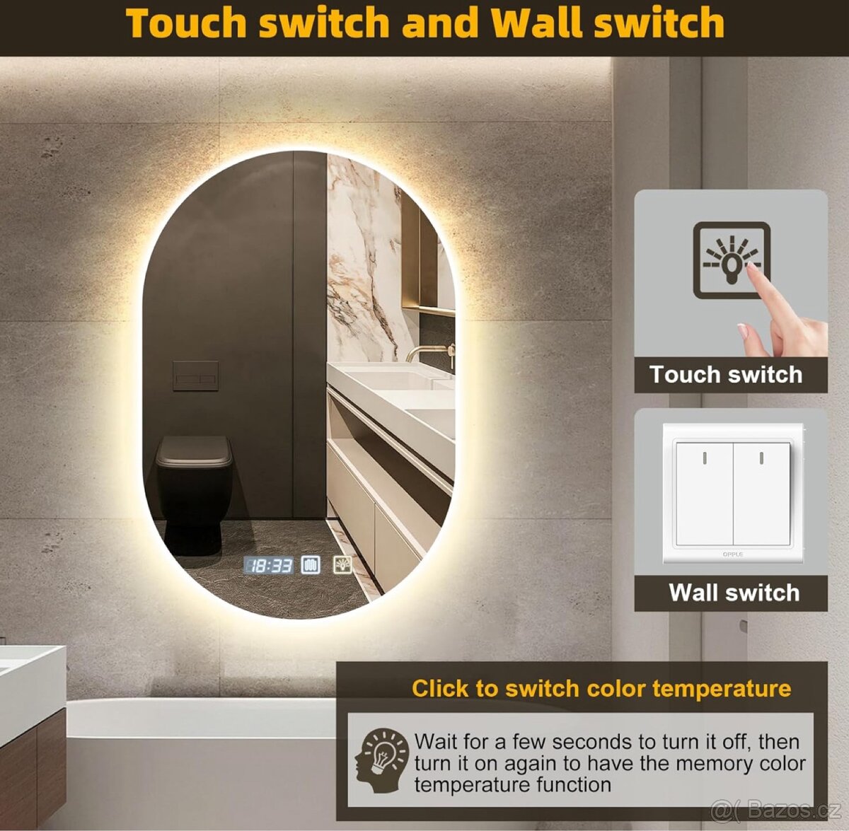 Zrcadlo do koupelny 75x50 cm - 6