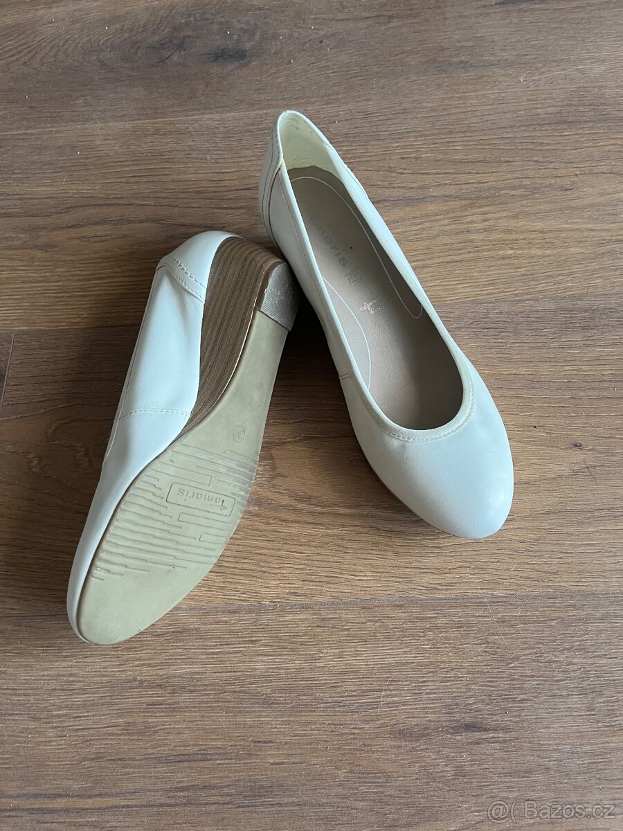 Lodičky bílé #Lodicky kožené #Lodičky na klínku - 6