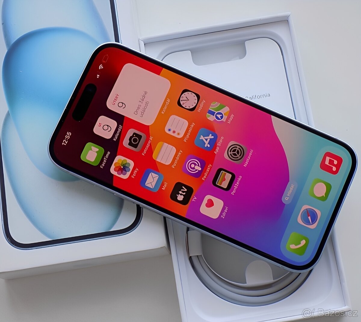 iPhone 15 Blue BATERIE 100% TOP - 6