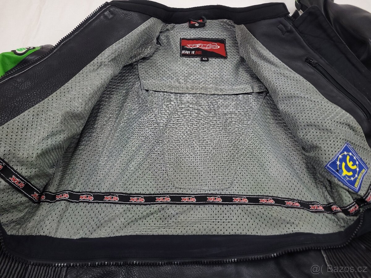XLS GREEN dvojdielna pánska kožená moto kombinéza 52 L - 6