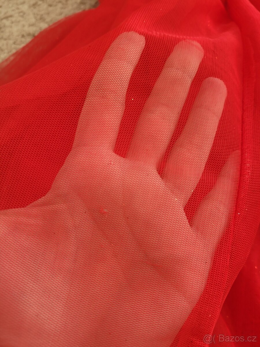 Dívčí svátečné červené šaty 110 - 6