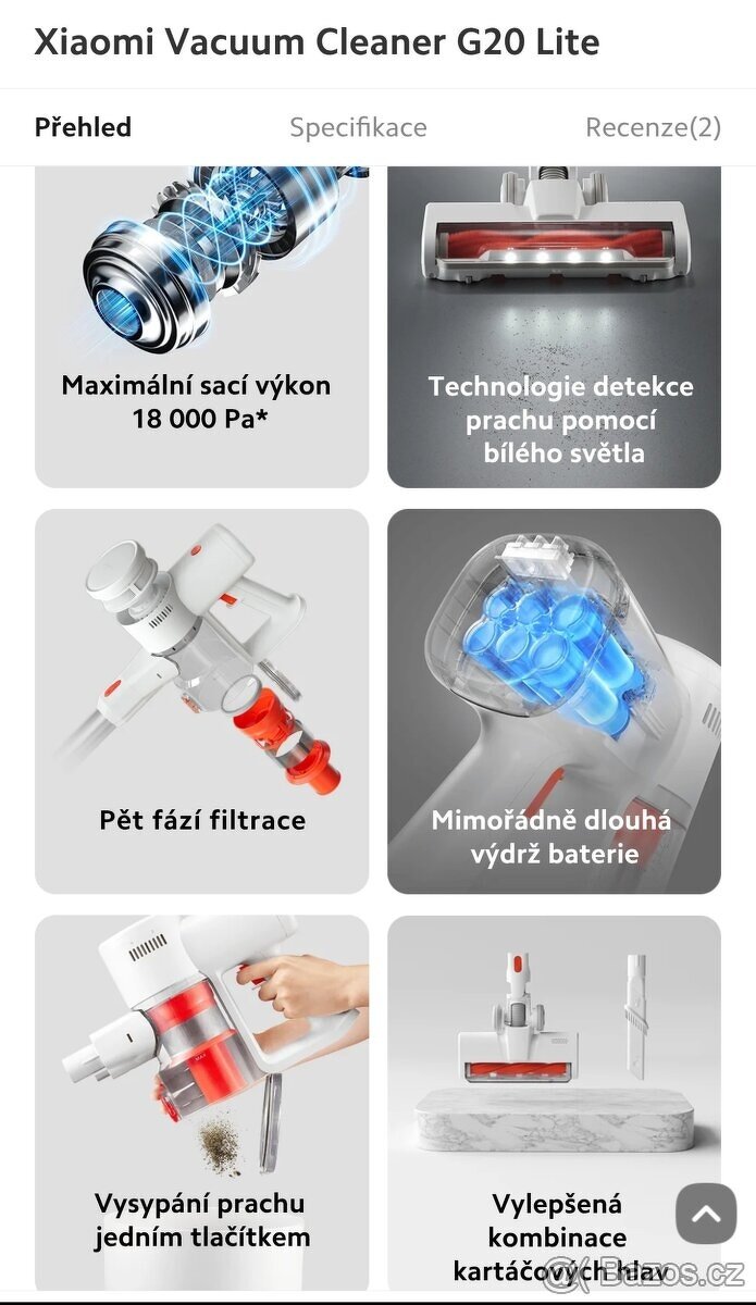 Tyčový vysavač Xiaomi Vacuum Cleaner G20 Lite - 6