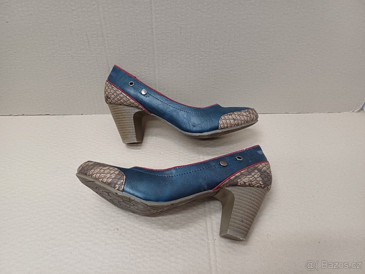 Modro hnědé lodičky vel.40 - 6