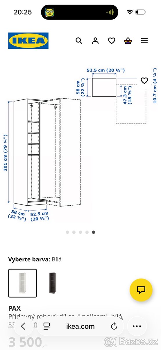 Přídavný rohový díl Ikea PAX se 4 policemi 53x58x236cm - 6