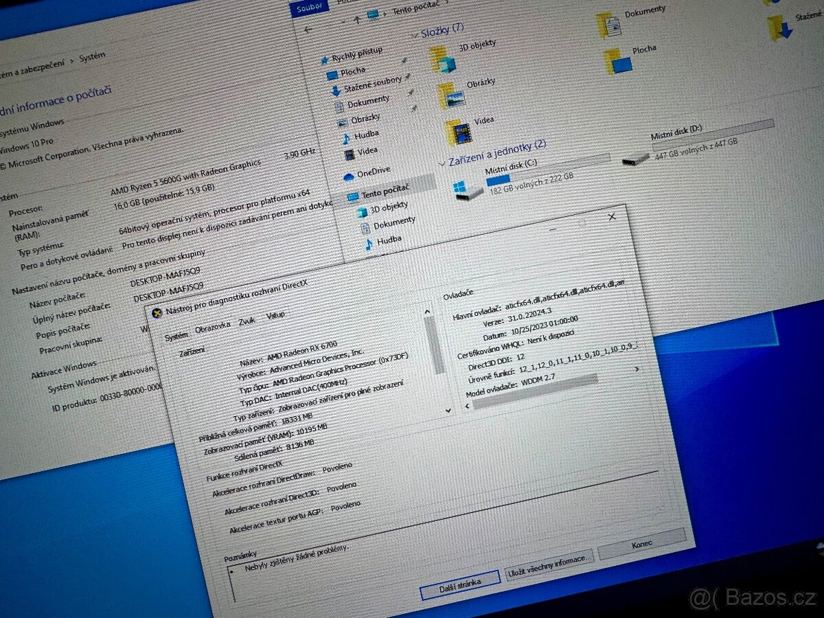 HERNÍ PC R5 5600G/16GB RAM/RX 6700 10GB/720GB SSD - 6