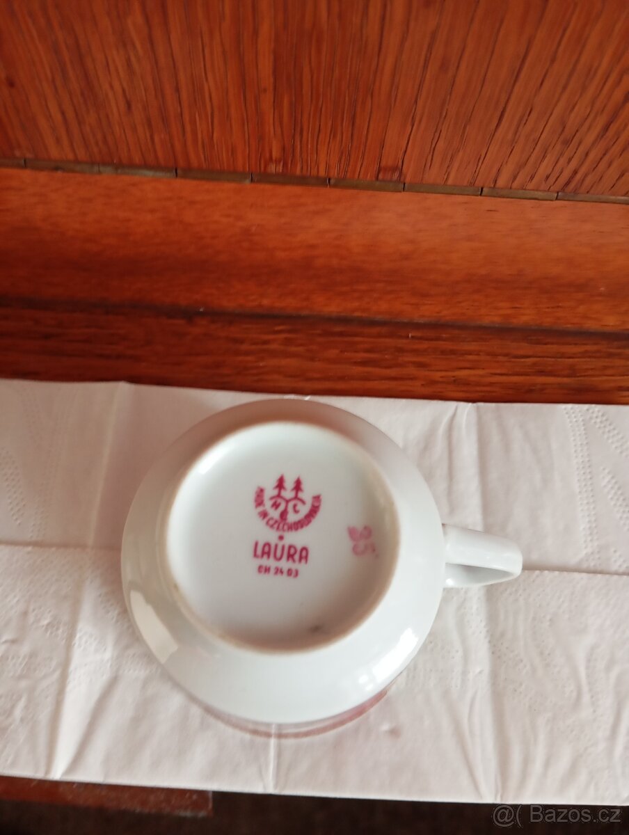 Starožitný zlacený kávový servis Laura Czechoslovakia - 6