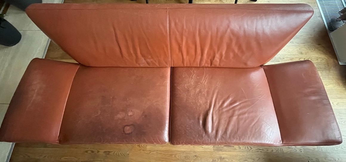 designová pohovka COR, kůže terakota 2ks - 6