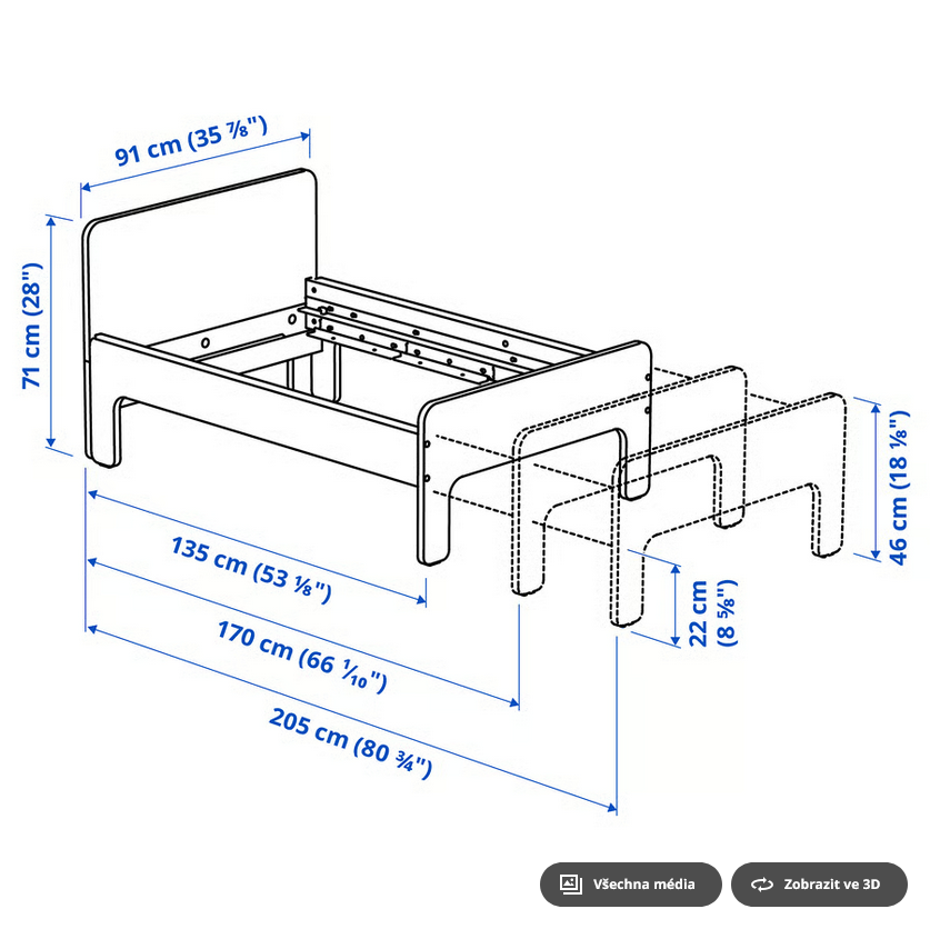 Rostoucí dětská postel IKEA SLÄKT s matrací - 6