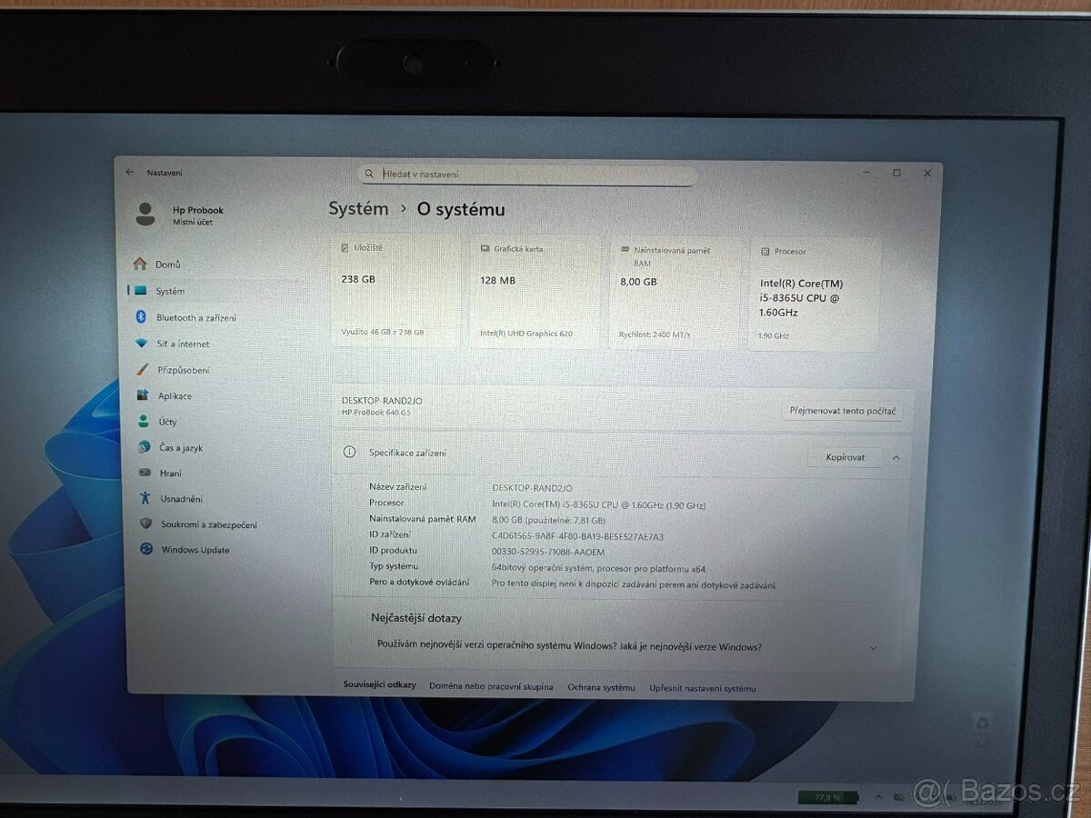 Notebook HP Probook 640 G5, 256GB, 8GB, Windows 11, záruka - 6